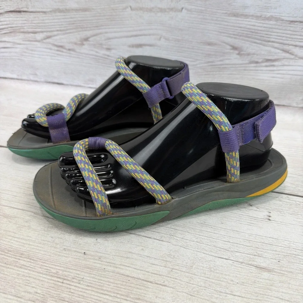 The North Face Women's 8 Skeena Outdoor Rope Sandals Gray Teal Purple Yellow